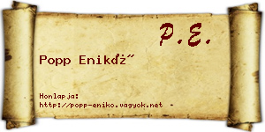 Popp Enikő névjegykártya